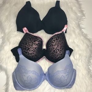 3 Lined Full Coverage Lace Bra Bundle 40C Lace